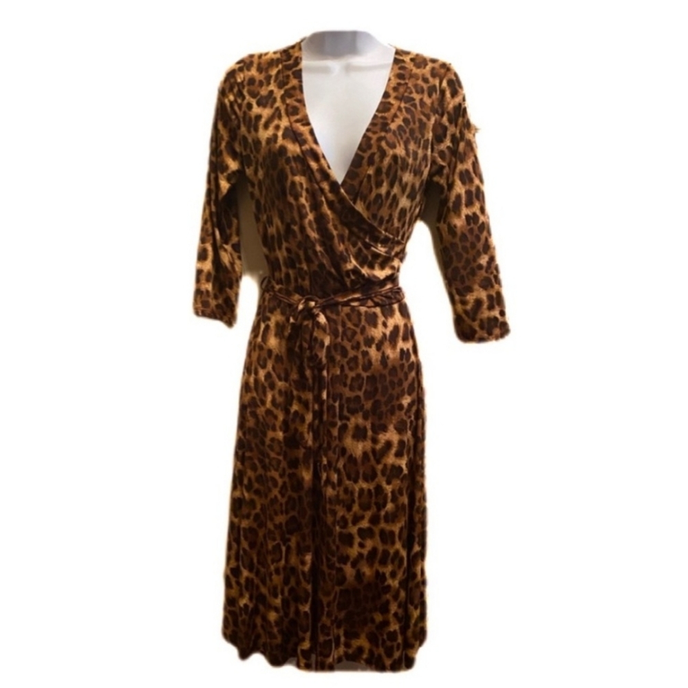 ON TREND! Faux wrap LEOPARD dress M